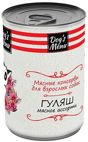 Влажный корм для собак Dogs Menu Гуляш мясное ассорти 340г