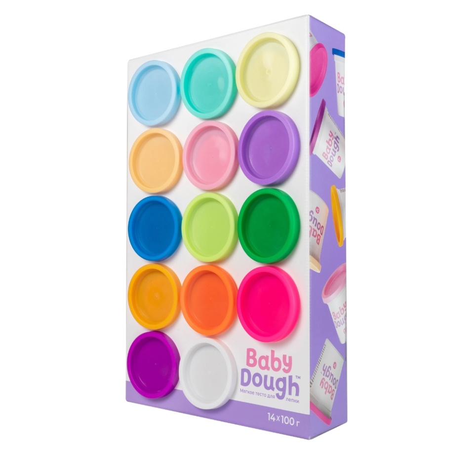 

Тесто мягкое для лепки BabyDough, 14 цветов