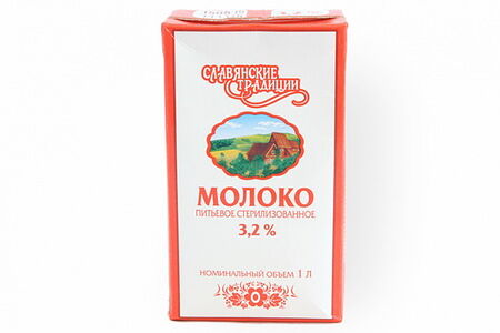 Молоко стерил. питьевое жир. 3.2% 1л Славянские традиции