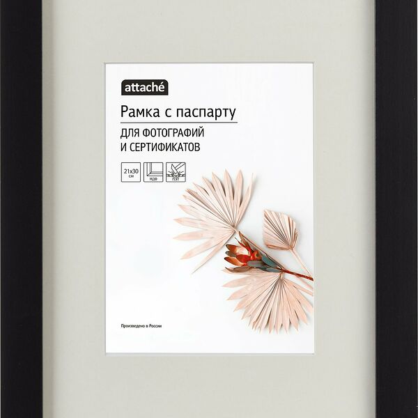 Рамка с паспарту МДФ, 21х30, черная