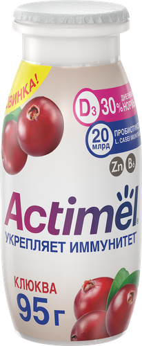 

Продукт кисломолочный Actimel Клюква с цинком 1.5% 95 г