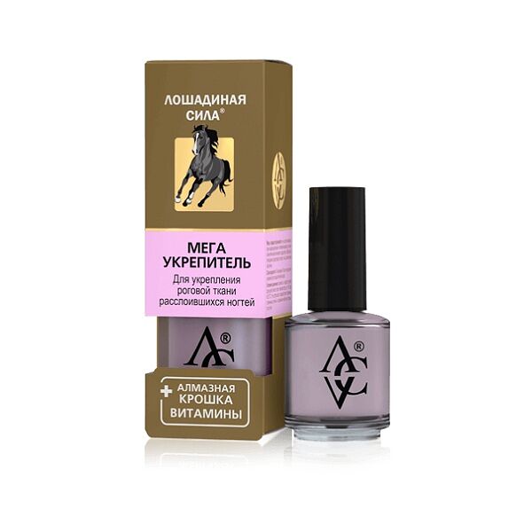 Мега укрепитель для ногтей Лошадиная сила алмазная крошка + витамины 10 мл