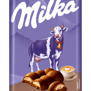 Шоколад молочный пористый Milka Bubbles с начинкой со вкусом капучино, 92г