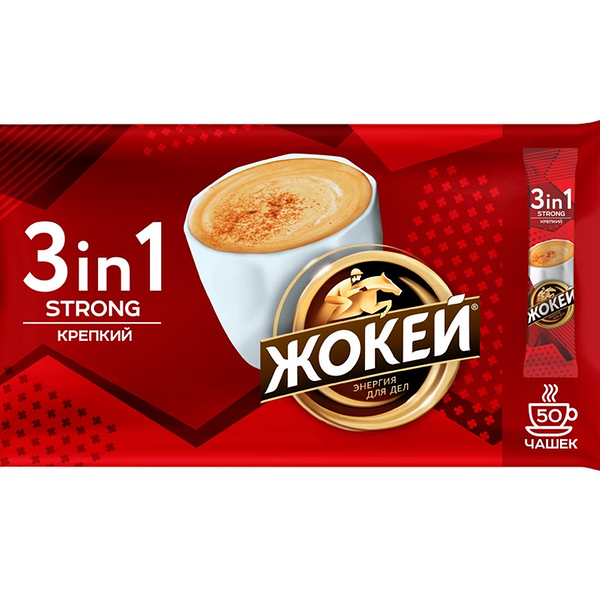 Кофе Жокей крепкий растворимый 3в1 (12 г x 50 шт)