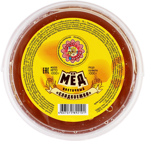 

Мед цветочный Пчела Маня Сладкоежка, 1кг
