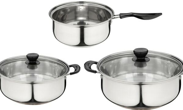 Набор посуды Кастрюли с крышками 1.25л+2.2л + Ковш 1.25л