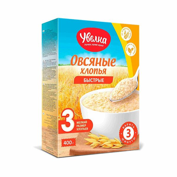 Хлопья Увелка Овсяные быстрые к/к 400 г