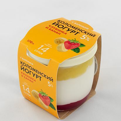 Коломенский йогурт клубника-банан мдж 5%