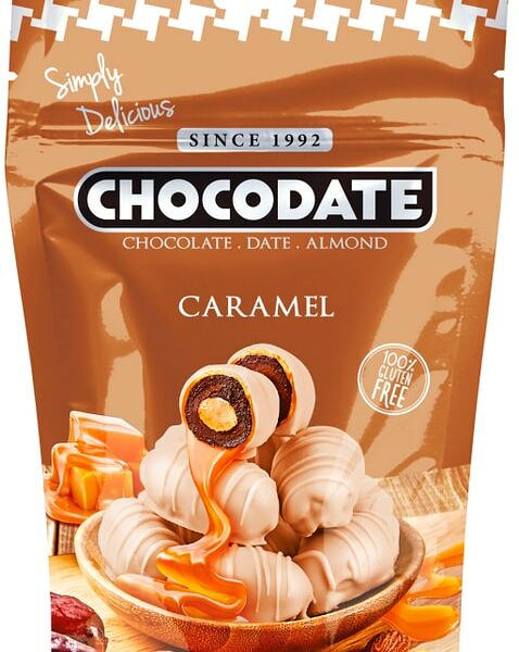 Конфеты Chocodate Финики с миндалем и карамелью в сочетании белого и молочного шоколада 100г