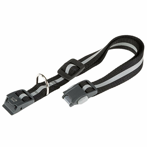 Ошейник нейлоновый со светоотражающей полоской и магнитным замком для собак Club Reflex, 56х2 см, черный