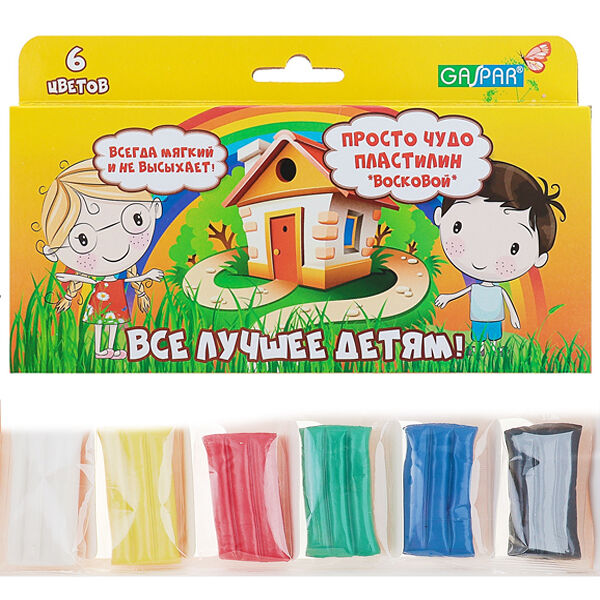 Пластилин Просто чудо Восковой 6 цветов 120г