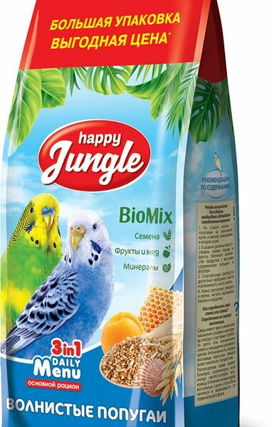 Корм   Happy Jungle для волнистых попугаев 900 г