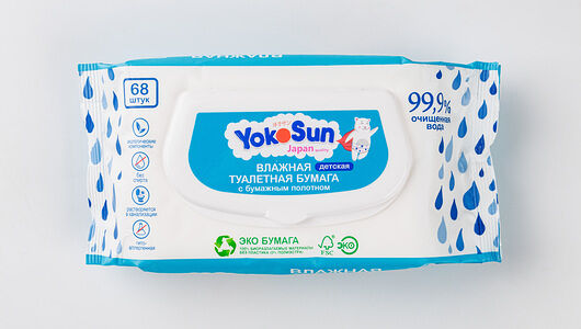 Бумага туалетная влажная детская YokoSun 68 шт
