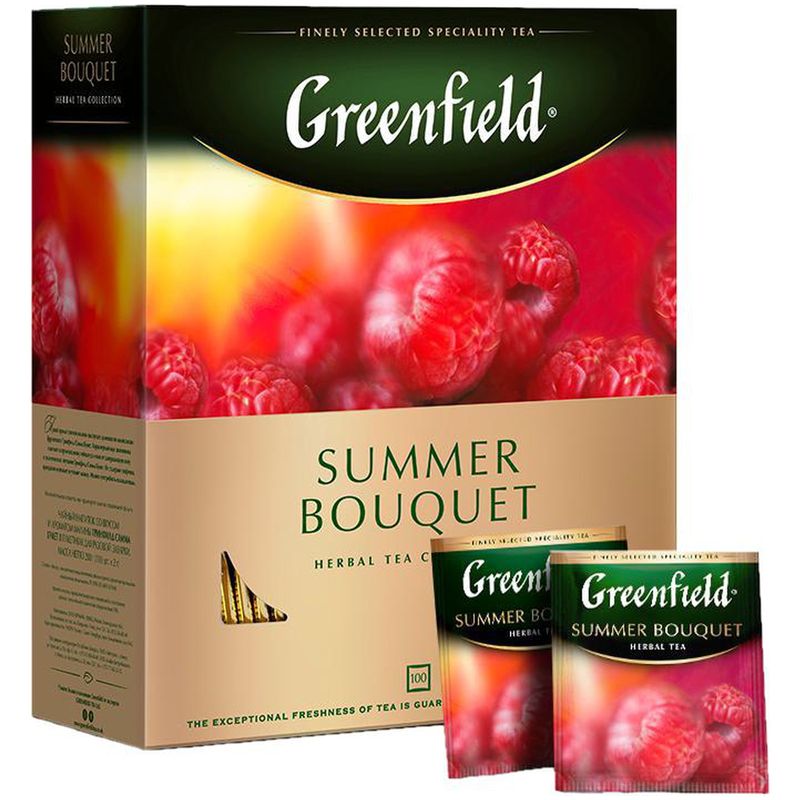 

Чай ягодный фруктовый Greenfield Summer Bouquet Малина 100 пакетиков, 200 г