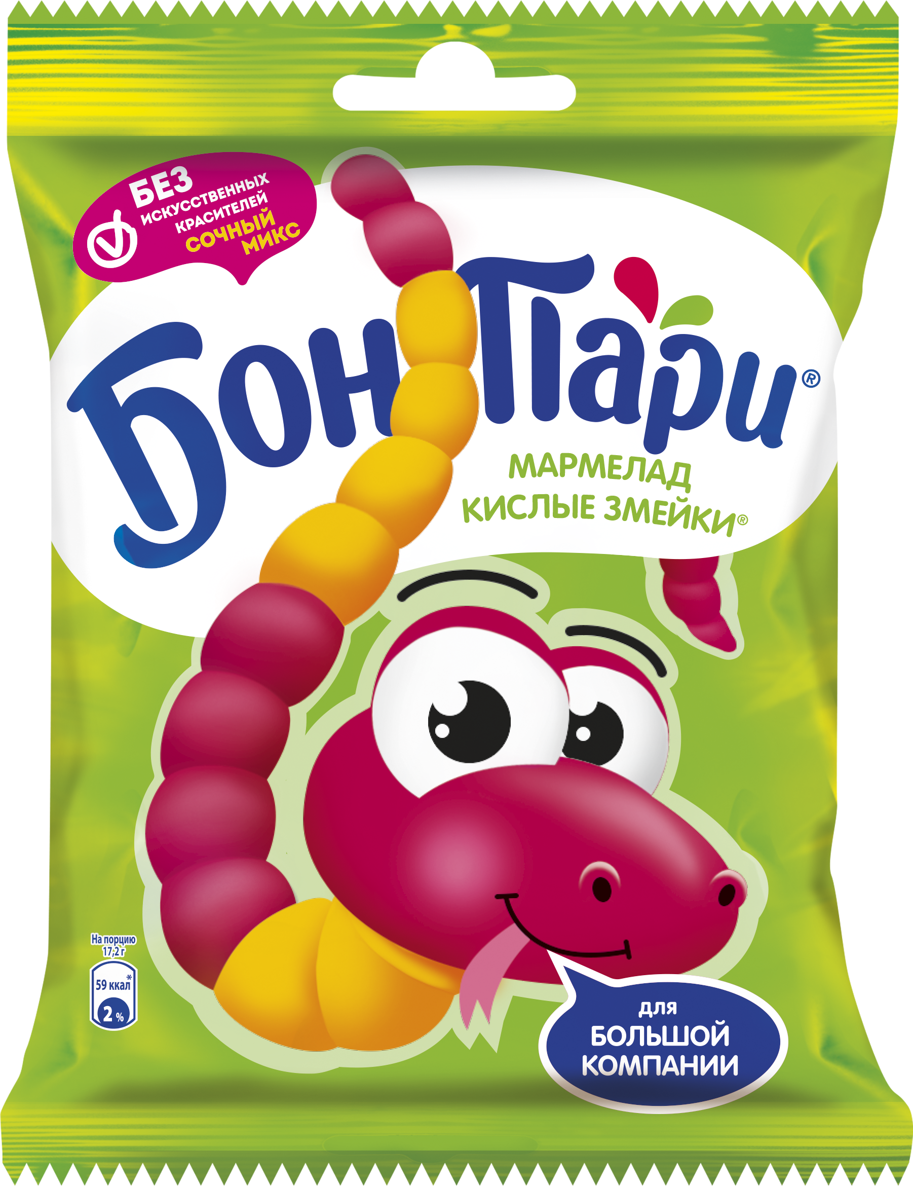 

Мармелад Бон Пари Кислые змейки жевательный фигурный фрукты 120 г