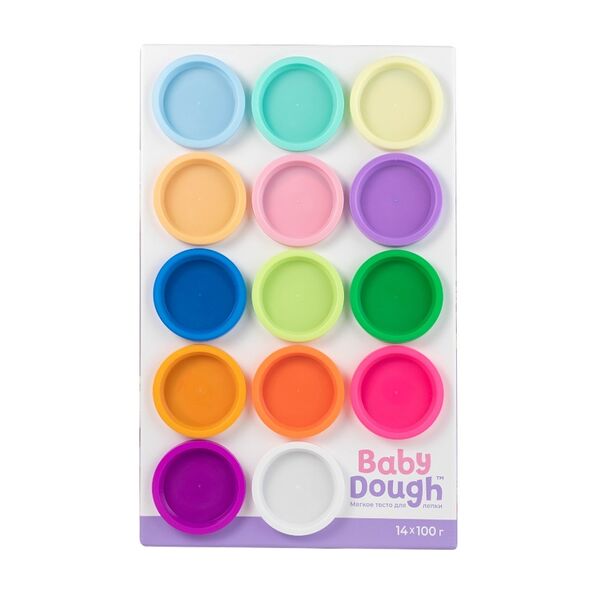 Тесто мягкое для лепки BabyDough, 14 цветов