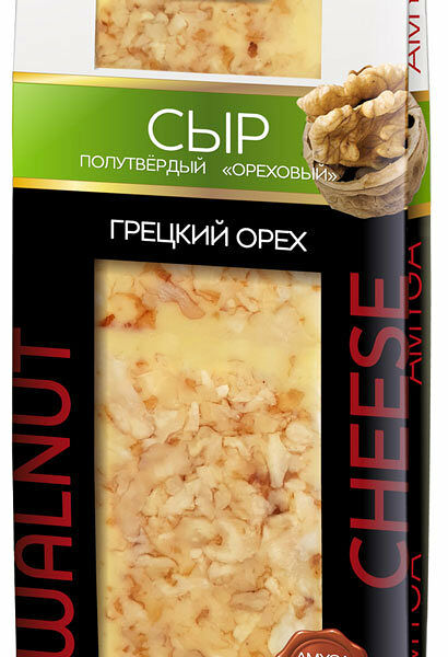 Сыр полутвердый Amyga Ореховый с грецким орехом 26,8% ТМ Amyga (Амига)