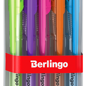 Набор шариковых ручек BERLINGO Tribase Neon 0,7мм синий, 5 шт.