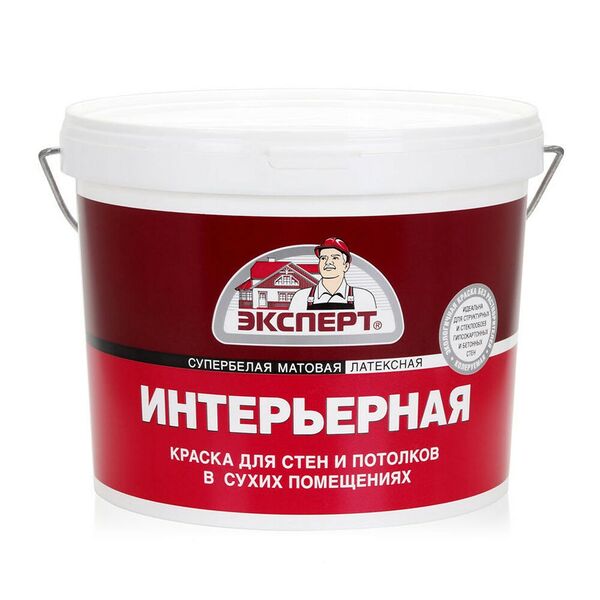 Краска интерьерная Эксперт для стен и потолков, 7 кг, морозостойкая, супербелая