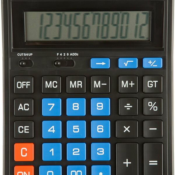 Калькулятор настольный ПОЛНОРАЗМ Attache AF-446BB,12р,дв.п,ч/син,203x153x48