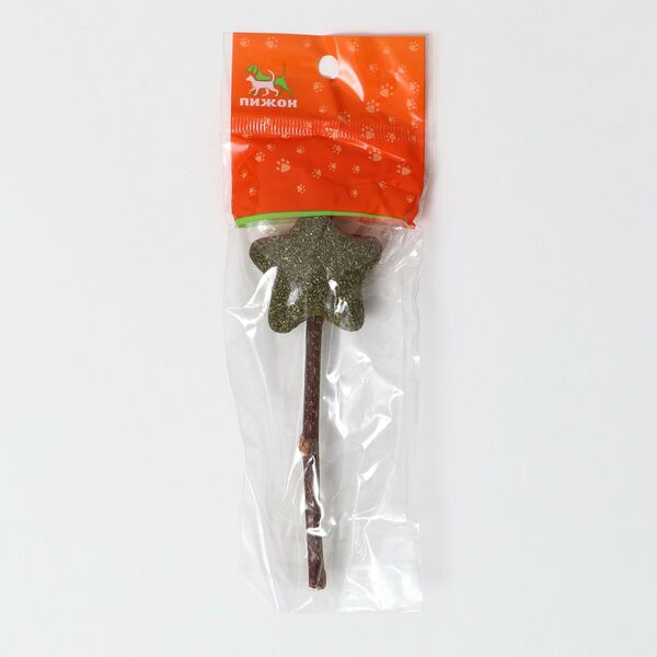 Игрушка для кошек ПИЖОН из кошачьей мяты  Звезда  на палочке из мататаби, 13,5см