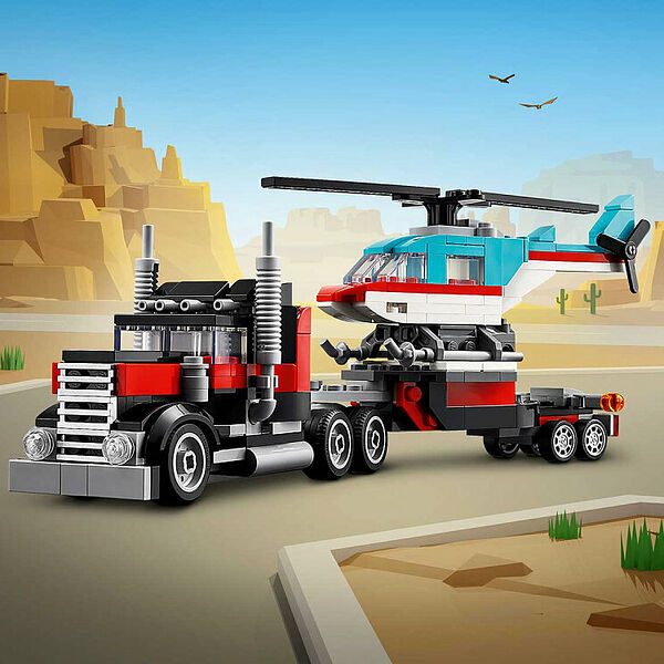 Конструктор LEGO Creator 31146 Конструктор Грузовик-платформа с вертолетом, 3в1