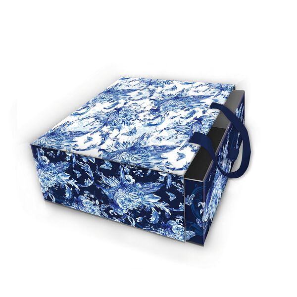 Подарочная коробка Голубые цветы, р. 18х18х9,5см арт.77311