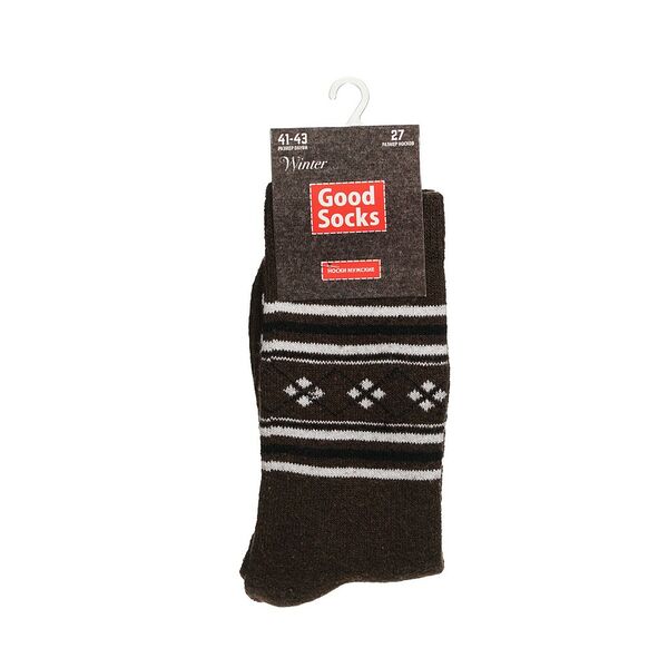 Мужские махровые носки Good Socks Winter Ромбы коричневые р.41-43
