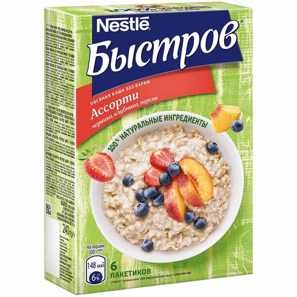Каша овсяная Быстров Пребио Ассорти Без варки, 240г