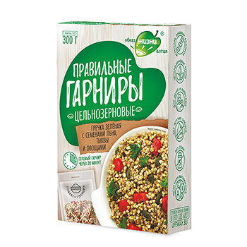 Крупа гречневая Образ Жизни Алтая зеленая с семенами льна, тыквы и овощами 5x60 г в пакетиках, Россия