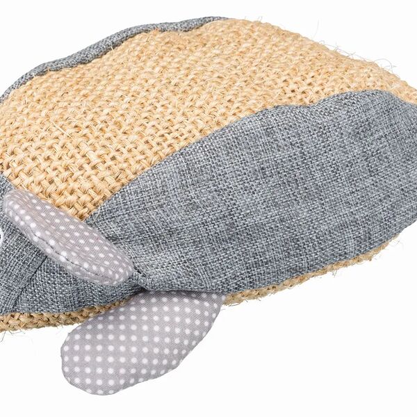 Игрушка для кошек Мышь сизаль, ткань, натуральный/серый, 30 см