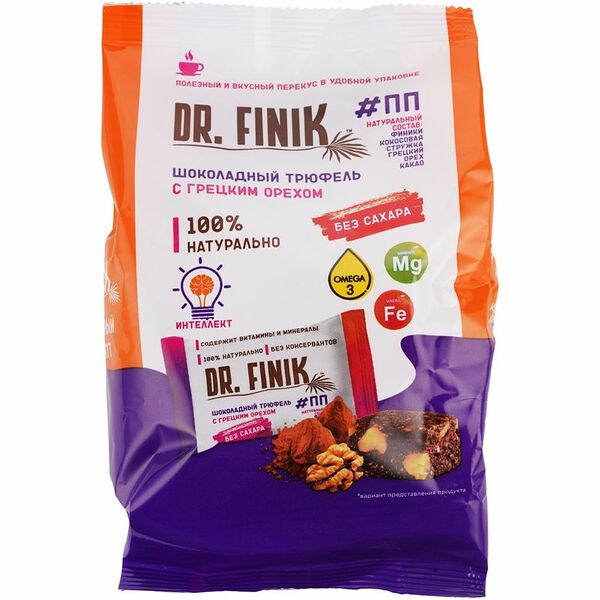 Конфеты Dr.Finik финиковые шоколадный трюфель с грецким орехом 150г