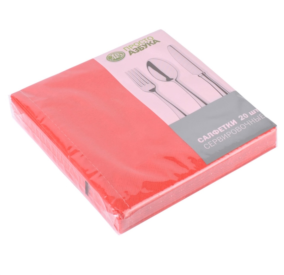 

Салфетки Просто Азбука трехслойные красные, 33 х 33 см, 20 шт.