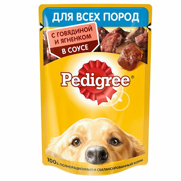 Корм для взрослых собак говядина-ягненок Pedigree 85г