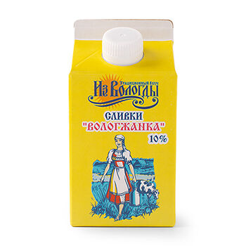 Сливки питьевые пастеризованные Вологжанка 10%