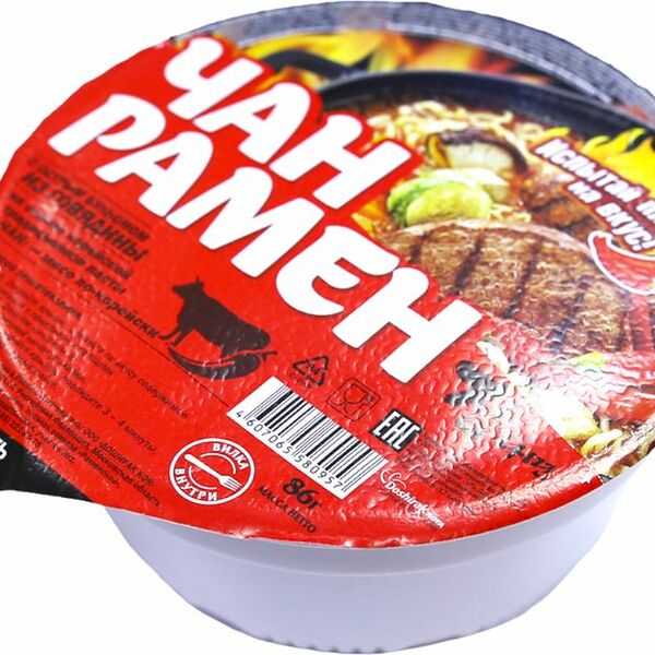 Лапша Доширак Чан Рамён со вкусом острой говядины быстрого приготовления