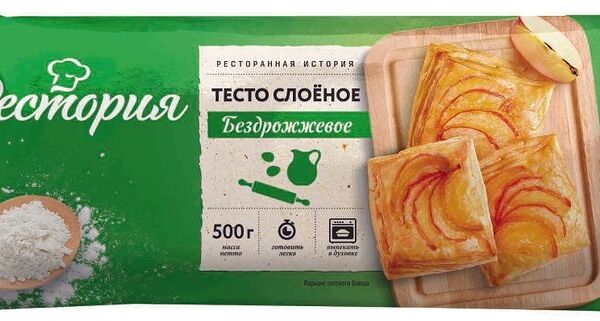 Тесто Рестория слоеное бездрожжевое 500г