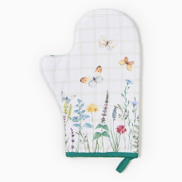 Варежка-прихватка Этель Полевые цветы, 20х28 см, саржа/ватин