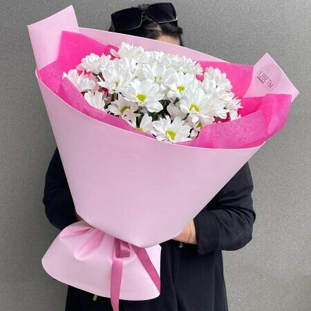 Хризантемы в розовом оформлении