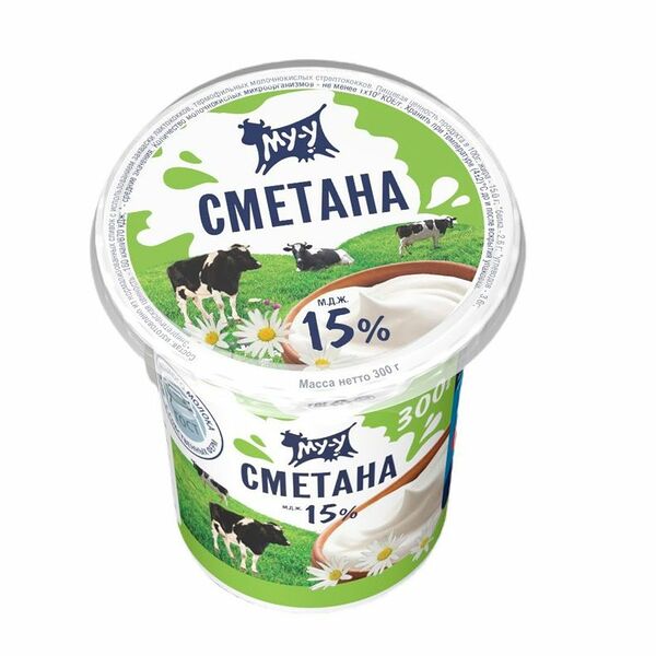 Сметана МУ-У, 15%, 300г