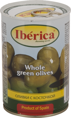 

Оливки Iberica зеленые с косточкой в рассоле 420 г