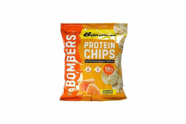 Протеиновые чипсы Bombbar цельнозерновые Нежный сыр с коллагеном (без глютена)