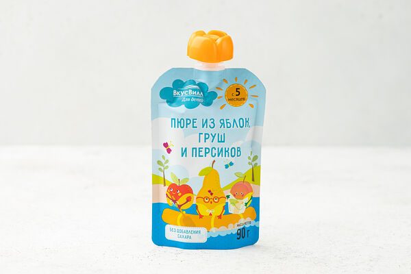 Пюре из яблок, груш и персиков