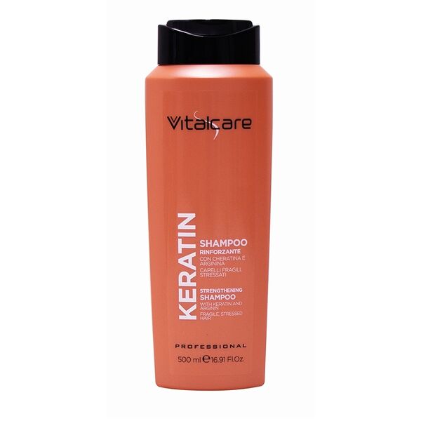 Шампунь укрепляющий с кератином и аргинином для хрупких, подверженных стрессу волос, Vitalcare, 500 мл, Италия