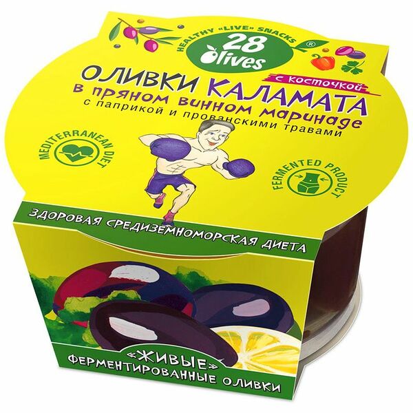Оливки 28Olives Каламата в винном маринаде, 150г