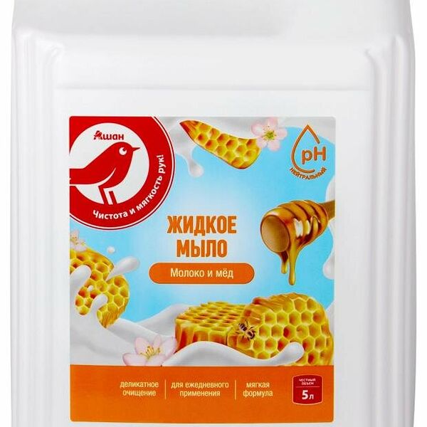 Мыло жидкое Ашан Красная птица Молоко и мед