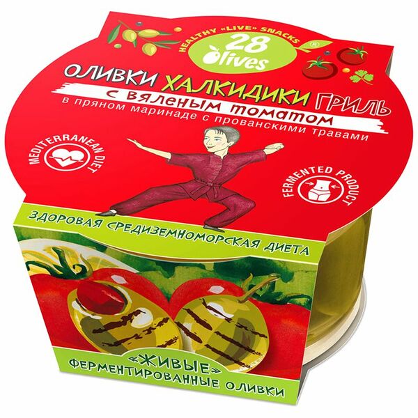 Оливки Халкидики Гриль с вяленым томатом в маринаде с прованскими травами