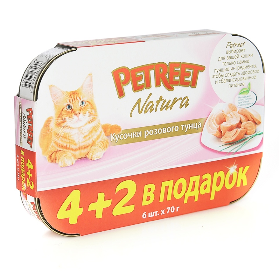 

Консервы для кошек Petreet кусочки розового тунца 6х70 г