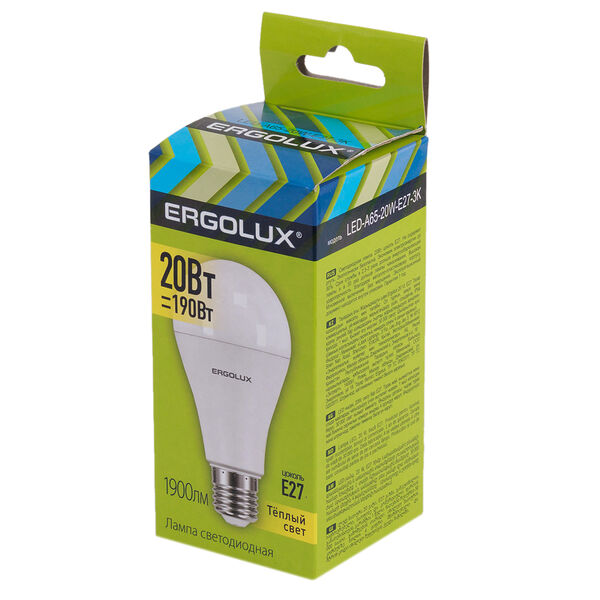 Лампа светодиодная Ergolux LED-A65-20W-E27-3K ЛОН