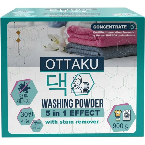 Порошок стиральный Ottaku 5in1 Effect с пятновыводителем, 900 гр, автомат